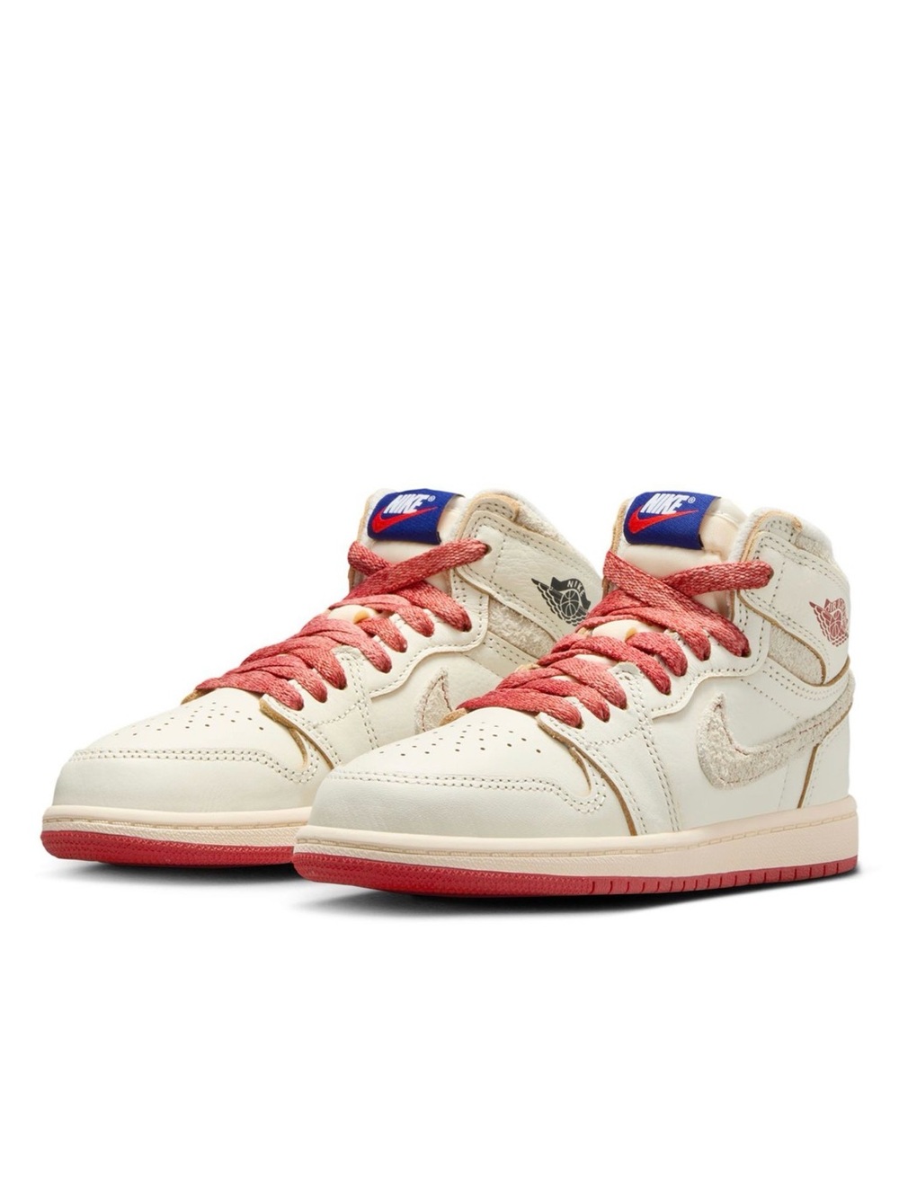 Jordan Kids White and Red High-Top Sneakers